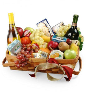 Gift Baskets - Gourmet Fruit Basket With Bulgarian Wine