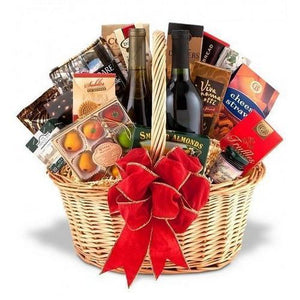 Gift Baskets - Fine Wine And Gourmet Basket-One Red & One White