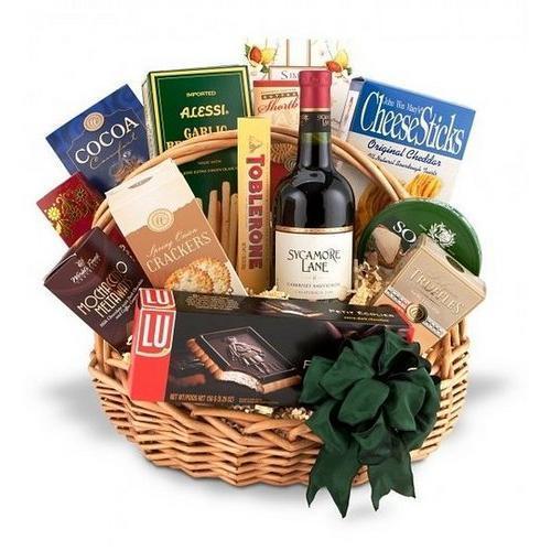 Gift Baskets - Traditional Wine And Gourmet Basket-Red Wine